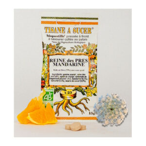 Bio pastilles Reine-des-prés-Mandarine - sans sucre, naturelles, fabriquées en France