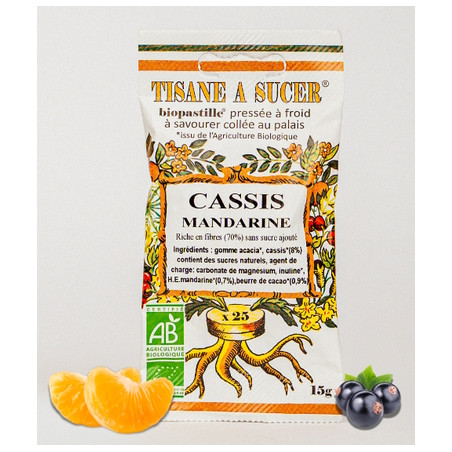 Bio pastilles Cassis-Mandarine - sans sucre, naturelles, fabriquées en France