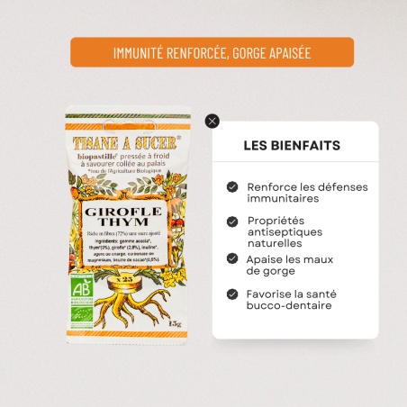Bio pastilles Girofle-Thym - sans sucre, naturelles, fabriquées en France – Image 2