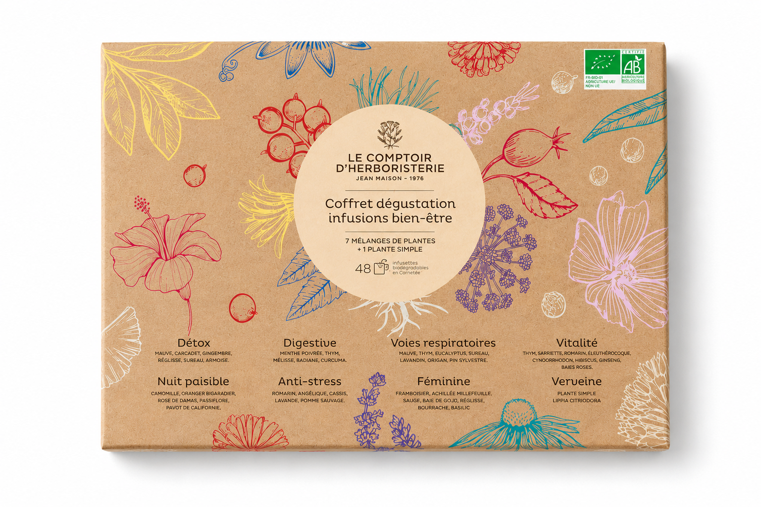 Coffret dégustation 48 infusettes bio